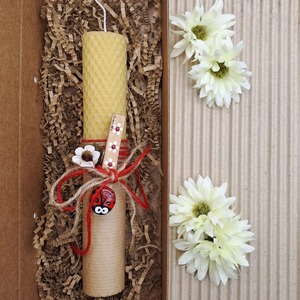 "Red Ladybug" Λαμπάδα Μελισσοκέρι με Μαγνητάκι 20x3cm - κορίτσι, λουλούδια, λαμπάδες, για ενήλικες, για εφήβους - 5