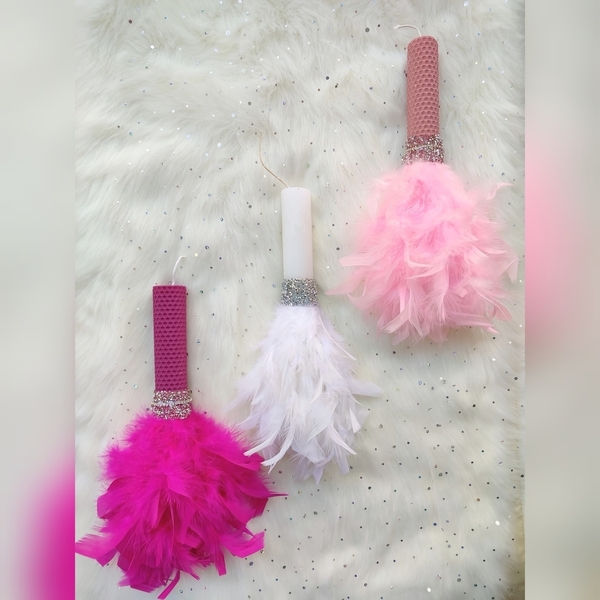 Λαμπάδα από μελισσοκέρι σε ροζ με φτερά - Γυναικεία/εφηβική - κορίτσι, λαμπάδες, μπαλαρίνες, για ενήλικες, πριγκίπισσες - 4