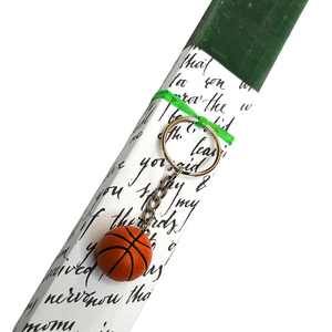 Πράσινη αρωματική λαμπάδα με μπρελόκ μπάλα μπάσκετ - αγόρι, λαμπάδες, για ενήλικες, για εφήβους, σπορ και ομάδες