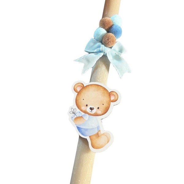 Σετ λαμπάδα με διακοσμητικό τοίχου αρκουδάκι με μπαλόνια, boy - αγόρι, λαμπάδες, σετ, πρώτο Πάσχα, για μωρά - 2