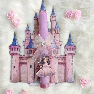 Λιλά λαμπάδα πριγκίπισσα και ασορτί διακοσμητικό τοίχου κάστρο - κορίτσι, λαμπάδες, μπαλαρίνες, σετ, πριγκίπισσες - 2