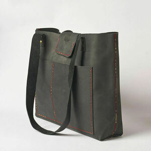 Γυναικεία χειροποίητη τσάντα ώμου Toya από δέρμα σε μαύρο χρώμα - δέρμα, ώμου, μεγάλες, all day - 3