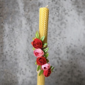 Πασχαλινή λαμπάδα μελισσοκέρι με άνθη - κορίτσι, λουλούδια, λαμπάδες, για ενήλικες, για εφήβους - 2