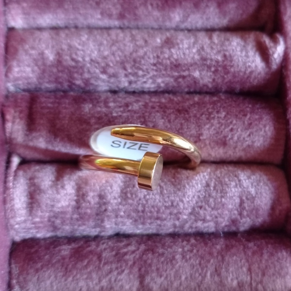 Δαχτυλίδι ατσάλι "nail" μέγεθος 9 - επιχρυσωμένα, ατσάλι, boho, σταθερά - 3