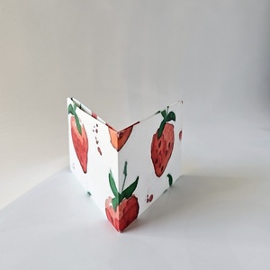 Eco-friendly πορτοφόλι τσέπης φράουλες/ Paper Wallet strawberries - χαρτί, πορτοφόλια, δώρο γεννεθλίων - 2