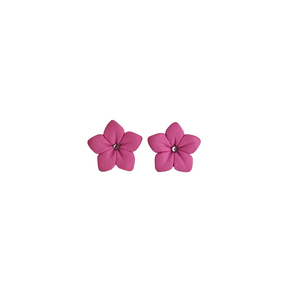 Σκουλαρίκια μωβ λουλούδια - στρας, πηλός, λουλούδι, μικρά, ατσάλι