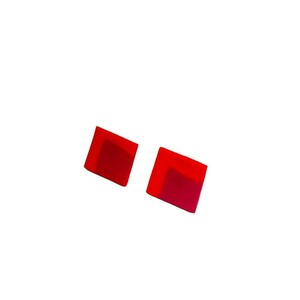 Red Sand Rectangle Earrings Χειροποίητα Καρφωτά Σκουλαρίκια Πολυμερικού Πηλού Κόκκινο & Φούξια - πηλός, ατσάλι, μεγάλα