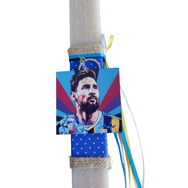 Πασχαλινή Λαμπάδα πλακέ αρωματική Messi μπεζ 32εκ - αγόρι, λαμπάδες, για παιδιά, για ενήλικες, για εφήβους - 3