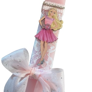 Πασχαλινή λαμπάδα Barbie με λαστιχάκι/φιογκάκι - κορίτσι, λαμπάδες, για παιδιά, κούκλες, ήρωες κινουμένων σχεδίων - 2