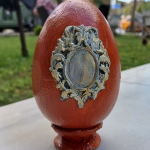 Διακοσμητικό πασχαλινό αυγό, διακοσμημένο με πηλό. - vintage, πηλός, πασχαλινά αυγά διακοσμητικά - 3