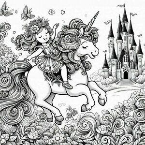 Χρωμοσελίδες Ο Μονόκερος και η μικρή Πριγκίπισσα 20 σελ. Εκτυπώσιμες - σχέδια ζωγραφικής - 2