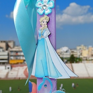 Χειροποίητη αρωματική λαμπάδα 30cm με θέμα "η Βασίλισσα της Αρεντέλας Έλσα "- Elsa Frozen - κορίτσι, λαμπάδες, πριγκίπισσες - 2
