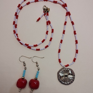Σκουλαρίκια με κόκκινο κοράλλι και κρυσταλλάκια - ημιπολύτιμες πέτρες, επιχρυσωμένα, χάντρες, boho, φθηνά - 5