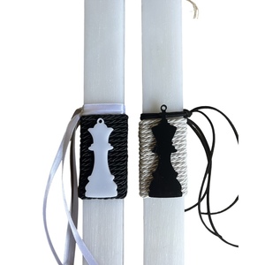 Σετ αρωματικές λαμπάδες για ζευγάρι σκάκι βασιλιάς-βασίλισσα μαύρο-άσπρο, 30 εκ. - λαμπάδες, σετ, ζευγάρια, για ενήλικες, για εφήβους - 2