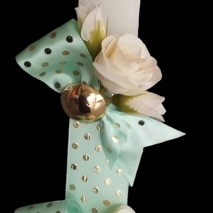 Αρωματική τετράγωνη λαμπάδα λευκή με χρυσά σκουλαρίκια - κορίτσι, λουλούδια, λαμπάδες, για εφήβους - 2