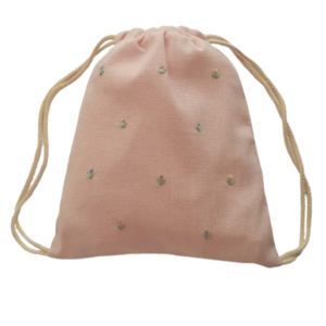 Τσάντα πουγκί ροζ "τουλίπες" κεντημένες. - ύφασμα, πουγκί, πλάτης, φλοράλ, all day