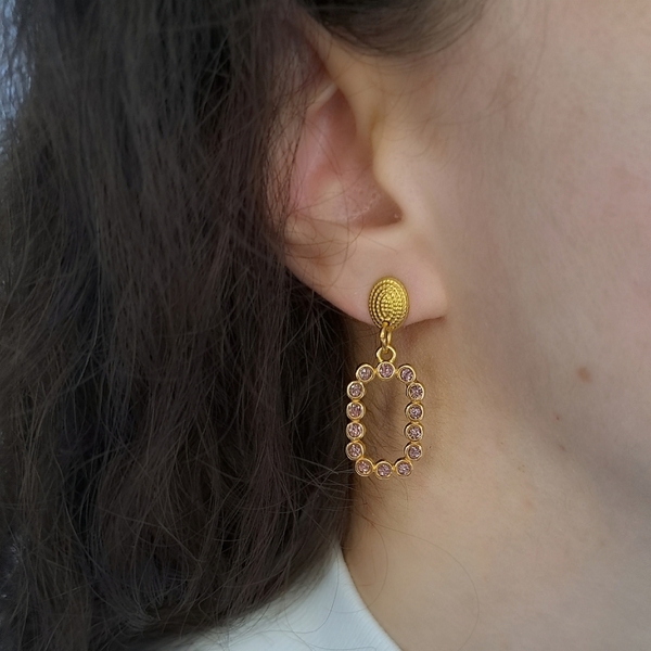 Golden Earrings - στρας, επιχρυσωμένα, ατσάλι
