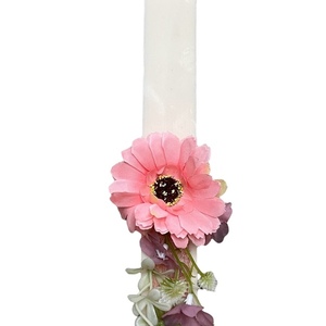 Χειροποίητη αρωματική λαμπάδα από κερί σόγια με λουλούδι - αρωματικά κεριά, αρωματικές λαμπάδες, vegan κεριά