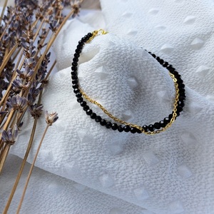 Black Gold Bracelet - νήμα, ατσάλι, χεριού, αυξομειούμενα, φθηνά