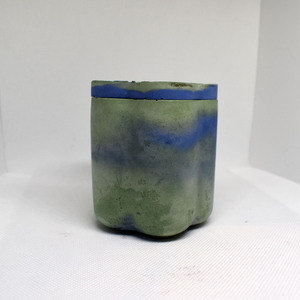 Διακοσμητικό Γύψινο Μίνιμαλ Βάζο Πράσινο Μπλε 8x8x8 - βάζα & μπολ, γύψος - 4