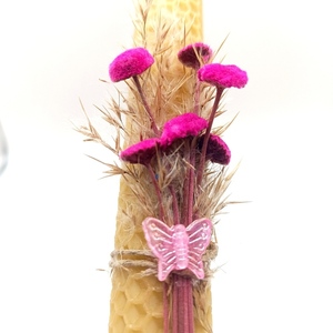 Πασχαλινή λαμπάδα κηρήθρα φούξια λουλούδια - κορίτσι, λουλούδια, λαμπάδες, για ενήλικες, για εφήβους - 3