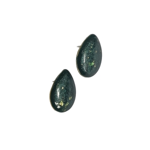 ''Green drop'' Καρφωτά σκουλαρίκια σε πράσινο χρώμα από υγρό γυαλί. - γυαλί, γυναικεία, σταγόνα, μικρά, ατσάλι - 3