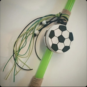 Πράσινη λαμπάδα "γιο-γιο" ποδόσφαιρο! - αγόρι, λαμπάδες, για παιδιά, σπορ και ομάδες, παιχνιδολαμπάδες