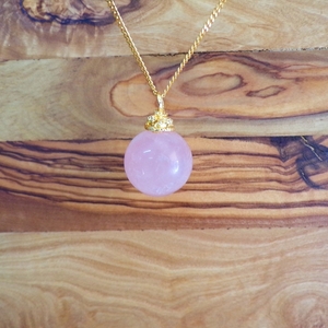 Χειροποίητο κρεμαστό rose quartz - ημιπολύτιμες πέτρες, κοντά