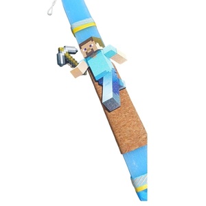 Χειροποίητη αρωματική λαμπάδα 30cm με θέμα τον Steve Minecraft - αγόρι, λαμπάδες, για παιδιά, ήρωες κινουμένων σχεδίων