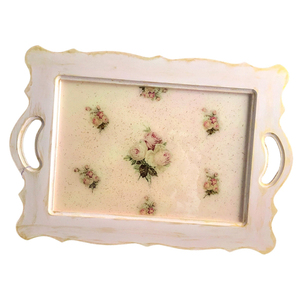 Ροζ ξύλινος δίσκος «τριαντάφυλλα» με υγρό γυαλί. - Διαστάσεις: 49,5*33 εκ. - ξύλο, τριαντάφυλλο, πιατάκια & δίσκοι - 2