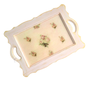 Ροζ ξύλινος δίσκος «τριαντάφυλλα» με υγρό γυαλί. - Διαστάσεις: 49,5*33 εκ. - ξύλο, τριαντάφυλλο, πιατάκια & δίσκοι - 4