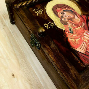 Κλειδοθήκη Επιτραπέζια Με Εικόνα Της Παναγίας Γλυκοφιλούσας 16x22cm - κλειδοθήκες, πίνακες ζωγραφικής - 3