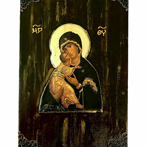 Παναγία Γλυκοφιλούσα Χειροποίητη Εικόνα Σε Ξύλο 21x34cm - πίνακες & κάδρα, πίνακες ζωγραφικής - 3