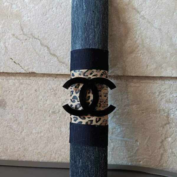 Λαμπαδα αρωματική με ξυλινο στοιχείο "Chanel" - κορίτσι, λαμπάδες, για ενήλικες, για εφήβους