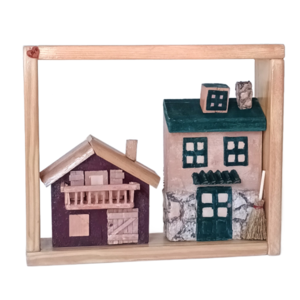 Ξύλινο επιτραπέζιο- επιτοίχιο καδράκι, χρώμα σομόν 21 Χ 25 Χ 6 - ζωγραφισμένα στο χέρι, χειροποίητα, κλειδοθήκες, ξύλινα διακοσμητικά τοίχου
