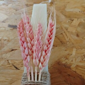 Λαμπάδα εκρού αρωματική πλακέ 25cm με τεχνητά στάχυα - λουλούδια, λαμπάδες, ζευγάρια, για ενήλικες, για εφήβους - 2