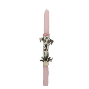 Λαμπάδα σκύλος με ροζ αρωματικό κερί 30 cm - λαμπάδες, για παιδιά, για ενήλικες, για εφήβους, ζωάκια