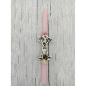 Λαμπάδα σκύλος με ροζ αρωματικό κερί 30 cm - λαμπάδες, για παιδιά, για ενήλικες, για εφήβους, ζωάκια - 2