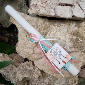 Πασχαλινή Λευκή Αρωματική Λαμπάδα Ονειροπαγίδα, βεραμάν/ροζ, 29cm - κορίτσι, λαμπάδες, για παιδιά, για ενήλικες, για εφήβους