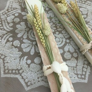Λαμπάδα rustic με λευκό αρωματικό κερί 24 εκ. και στάχια - κορίτσι, λουλούδια, λαμπάδες, για ενήλικες - 3