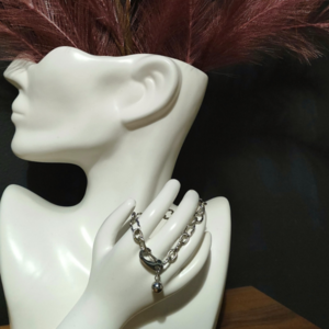 Ατσάλινο γυναικείο βραχιόλι με στριφτη αλυσίδα,,18 εκ μήκος - ατσάλι, σταθερά, χεριού - 4