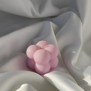 Χειροποίητο Κερί Mini Cube Ροζ Bubblegum 3τμχ - αρωματικά κεριά