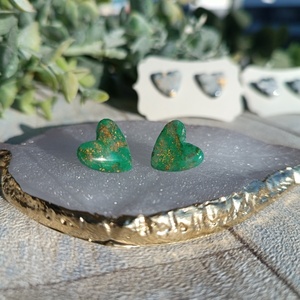 Σκουλαρίκια Καρδούλες Μεγάλες Marble Emerald Gold - καρδιά, πηλός, μικρά, φθηνά