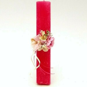 Αρωματική λαμπάδα ροζ με λουλούδια 22x4x10 - κορίτσι, λουλούδια, λαμπάδες, για ενήλικες, για εφήβους