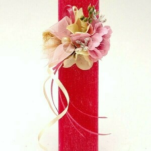 Αρωματική λαμπάδα ροζ με λουλούδια 22x4x10 - κορίτσι, λουλούδια, λαμπάδες, για ενήλικες, για εφήβους - 2