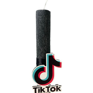 Πασχαλινή λαμπάδα unisex «Tik Tok» - λαμπάδες, unisex, με ξύλινο στοιχείο