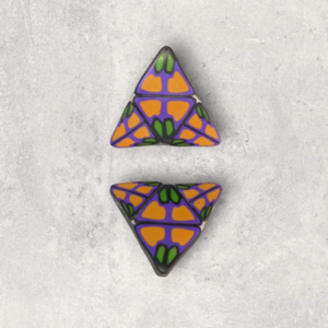 Χρωματιστά τρίγωνα σκουλαρίκια σε μοντέρνα γραμμή. - βιτρώ, πηλός, boho, μεγάλα, πολυμερικό πηλό