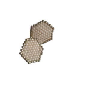 Σκουλαρίκια "Hexagon" - νήμα, ορείχαλκος, επάργυρα, χάντρες, μικρά