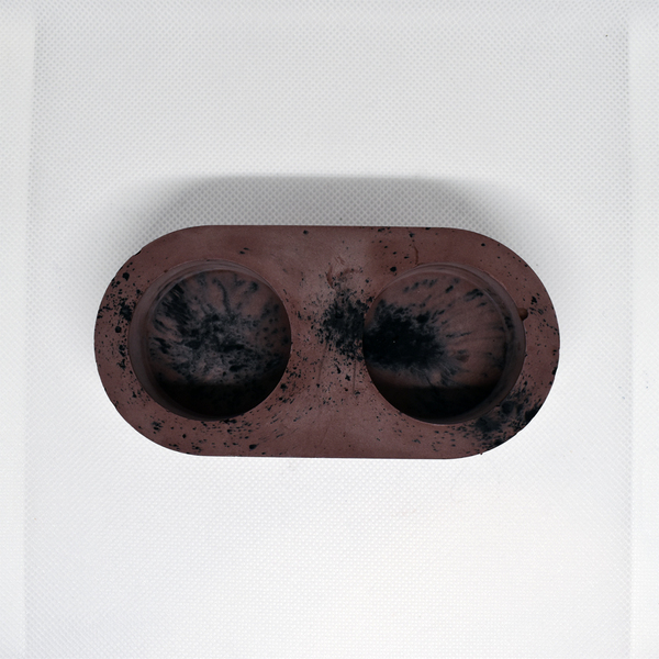 Ρεσώ 2 θέσεων τεμάχια Γύψινο Μίνιμαλ Μπορντώ Μαύρο 13x7x3cm - διακοσμητικά, γύψος