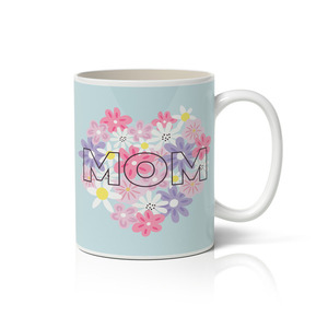 Κεραμική φλοράλ κούπα με τύπωμα "Mom" για τη γιορτή της μητέρας 350ml - πηλός, πορσελάνη, κούπες & φλυτζάνια, ημέρα της μητέρας